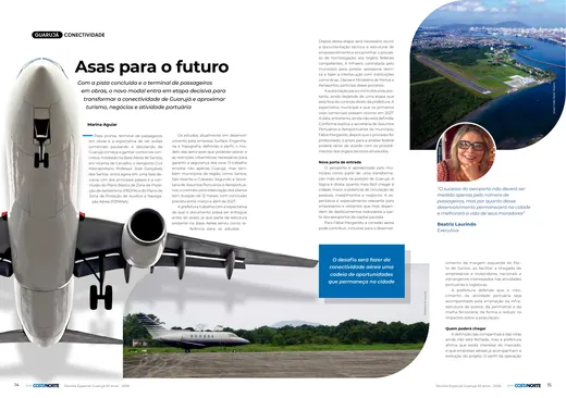 Páginas da revista com a reportagem Asas para o futuro