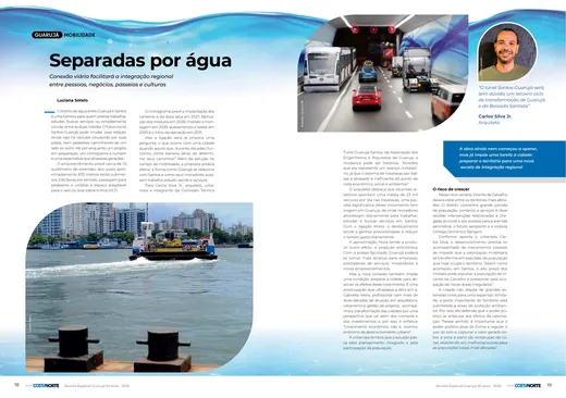 Páginas da revista com a reportagem Separadas por água