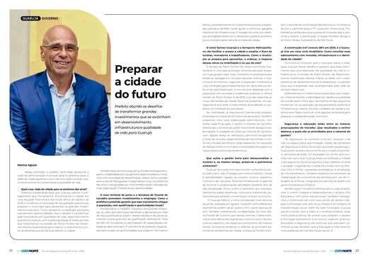Páginas da revista com a reportagem Preparar a cidade do futuro