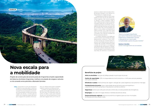 Páginas da revista com a reportagem Nova escala para a mobilidade