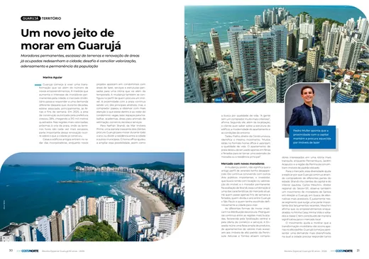 Páginas da revista com a reportagem Um novo jeito de morar em Guarujá