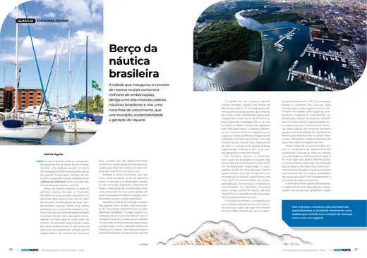 Páginas da revista com a reportagem Berço da náutica brasileira