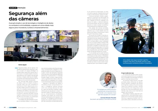 Páginas da revista com a reportagem Segurança além das câmeras